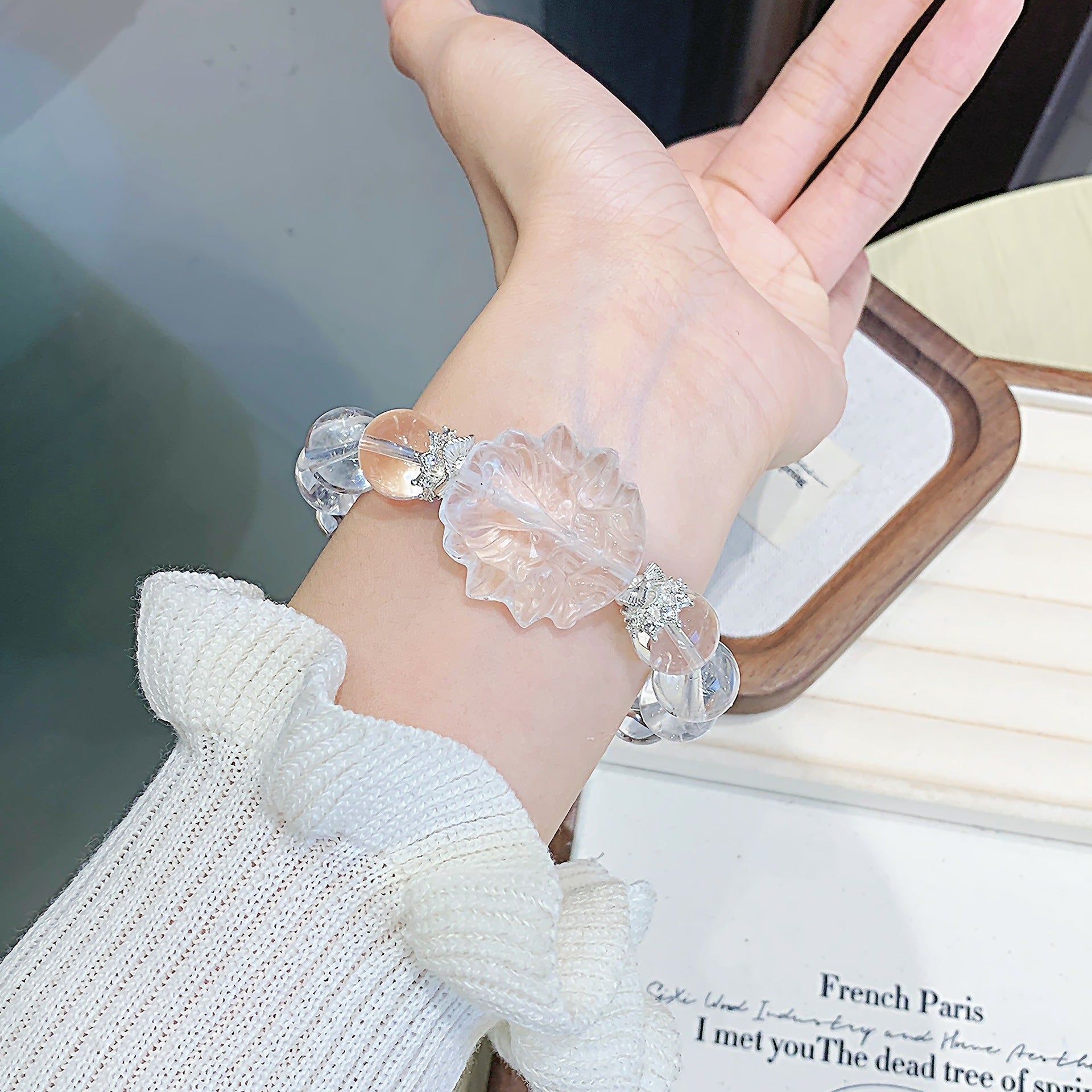 White Crystal Bracelet Angel Dream Wings Crystal Beaded Bracelet Student Hand Ornament Gift Original Bracelet Design