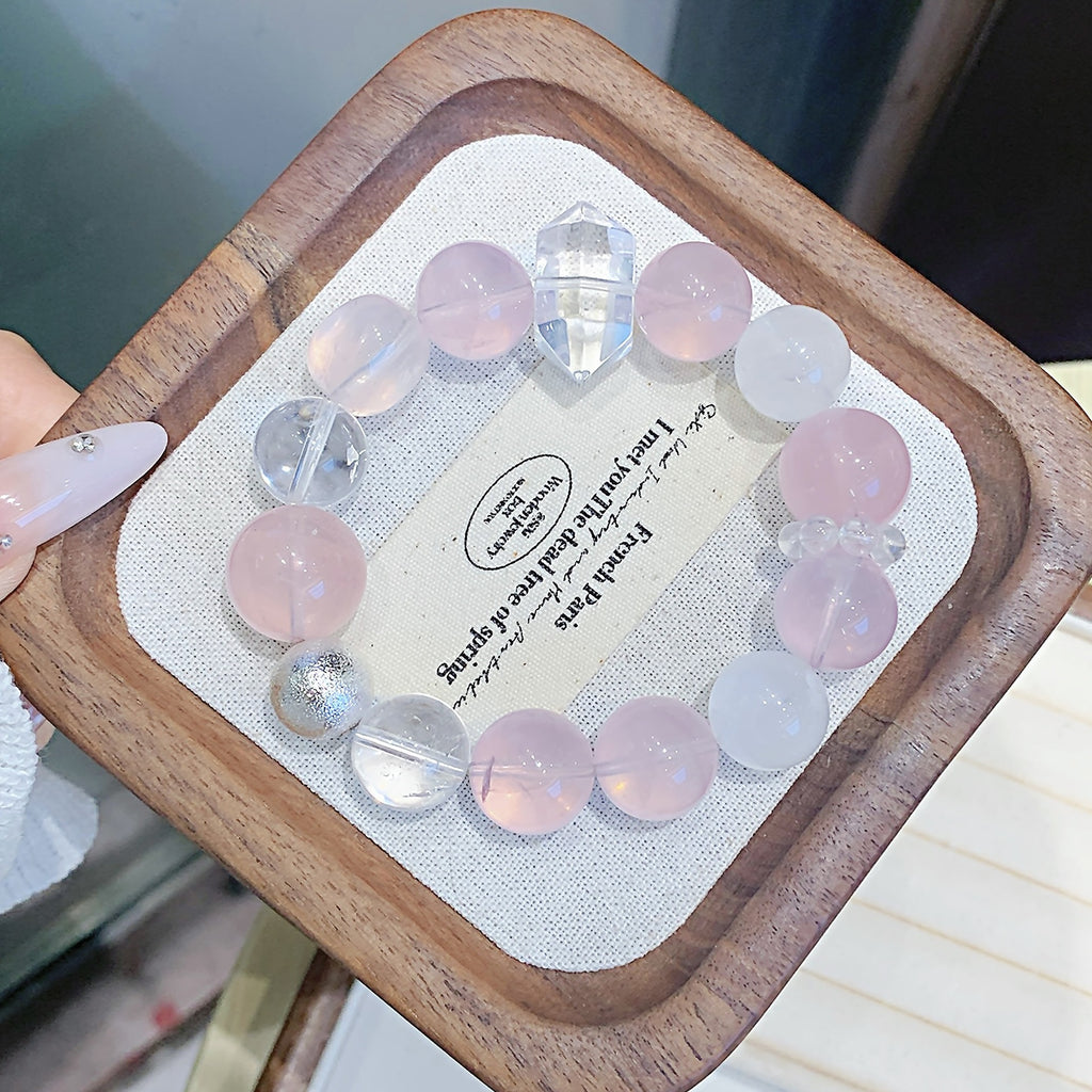 Natural Rose Quartz Bracelet Live Broadcast Exclusive Natural Crystal Popular Jewelry Crystal Jewelry Bracelet Chain Wholesale