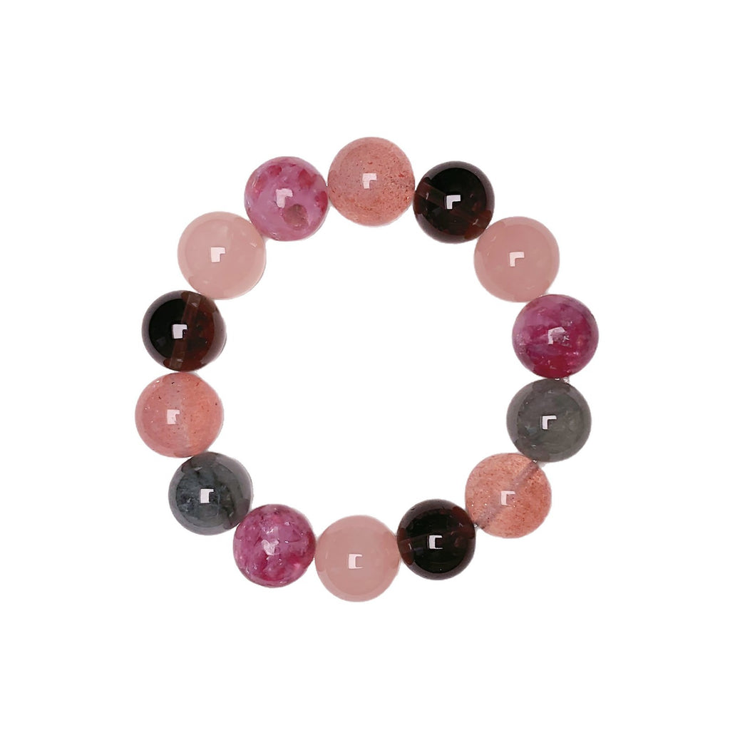 Gentle Pink Series DaZuobao Natural Pink Crystal Bracelet Large Strawberry Crystal Tea Obsidian Women's Jewelry String
