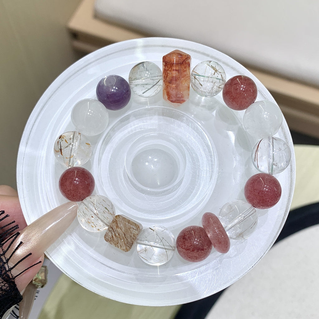 Sweet and Fresh Beaded Bracelet diy Handmade Beaded Niche Crystal Bracelet Strawberry Crystal Natural Crystal Bracelet