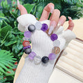 Natural Tiger Eye Stone Amethyst White Crystal Lapis Lazuli Red Glue Flower Multi-Gem Bracelet Fashion Crystal Bracelet Jewelry