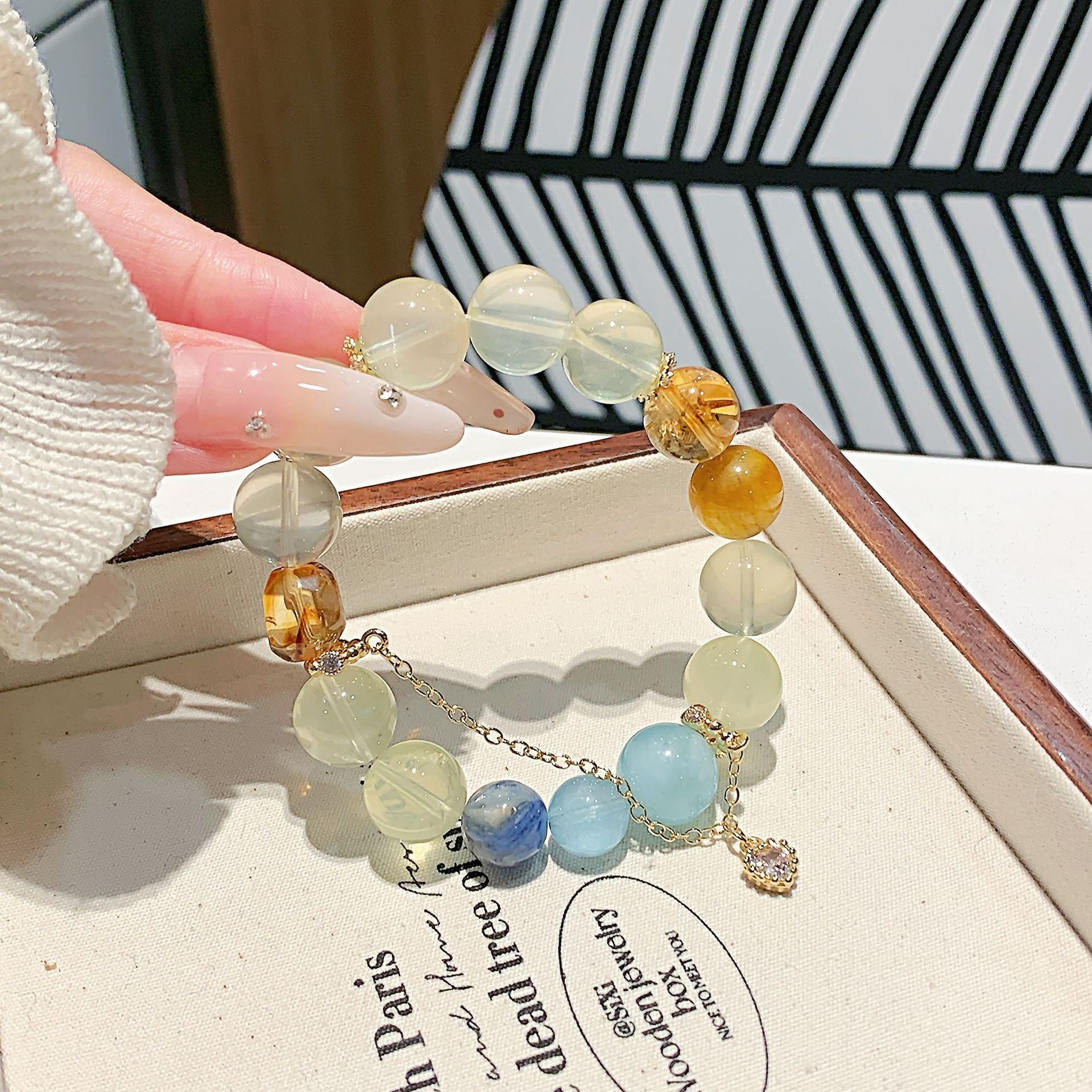 Natural Multi-Gem Series Aquamarine Crystal Bracelet Women's Fashionable High-End Crystal Bracelet Wholesale Bracelet Factory