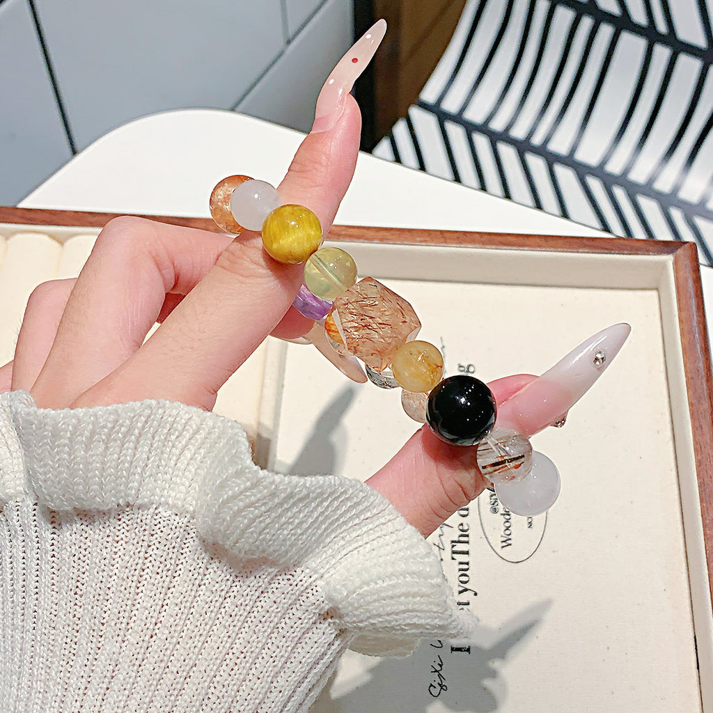 Natural Black Gold Super Seven Lucky Multi-Treasure Bracelet Natural Crystal Popular Bracelet Jewelry Ketang Crystal Jewelry Factory