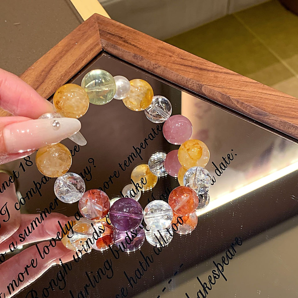 Light Luxury All-Matching2025New Crystal Chain Dopamine Multi-Gemstone Bracelet Original Natural White Assay Crystal Bracelet