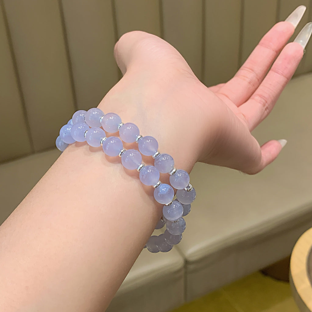 Natural Crystal Bracelet Jewelry Bracelet Niche High-Grade Blue Bracelet Wholesale Blue Agate Crystal Bracelet