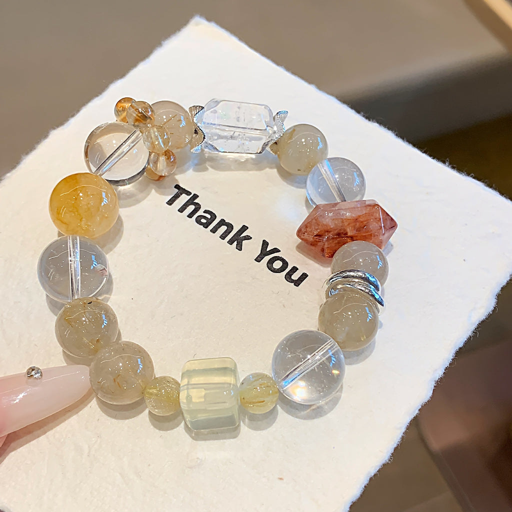 Natural Crystal Bracelet Jewelry Original Design Autumn New Crystal Bracelet Yellow Gum Flower Natural Crystal Bracelet