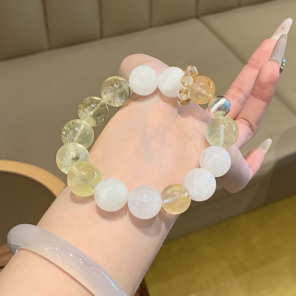 Original Multi-Treasure Natural Lemon Quartz Hand Jewelry String High-end Cool White Moonlight Bracelet Lemon Crystal Bracelet