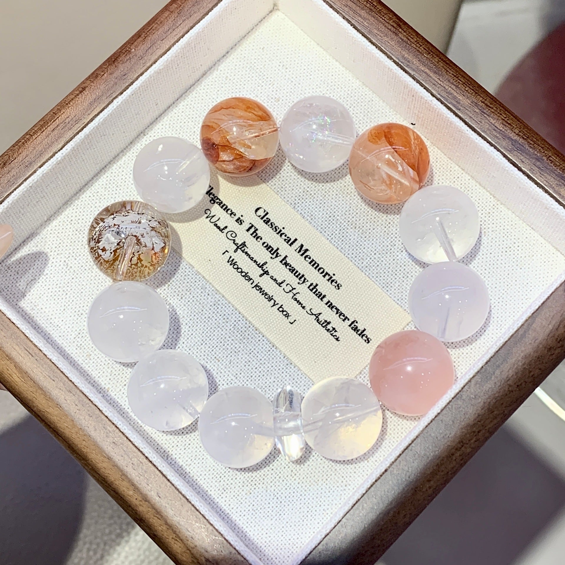 Natural Crystal Bracelet White Crystal DIY Original Design Unique Design Crystal Chain Red Gum Flower Crystal Bracelet