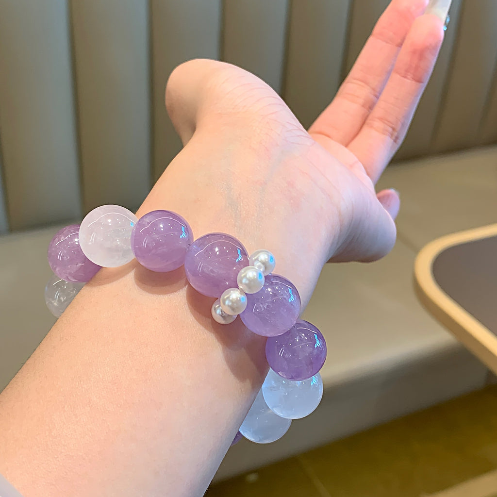 Natural Crystal Bracelet White Phantom with Amethyst Original Hand Jewelry Chain Hot-Selling Hand Jewelry Crystal Bracelet Crystal