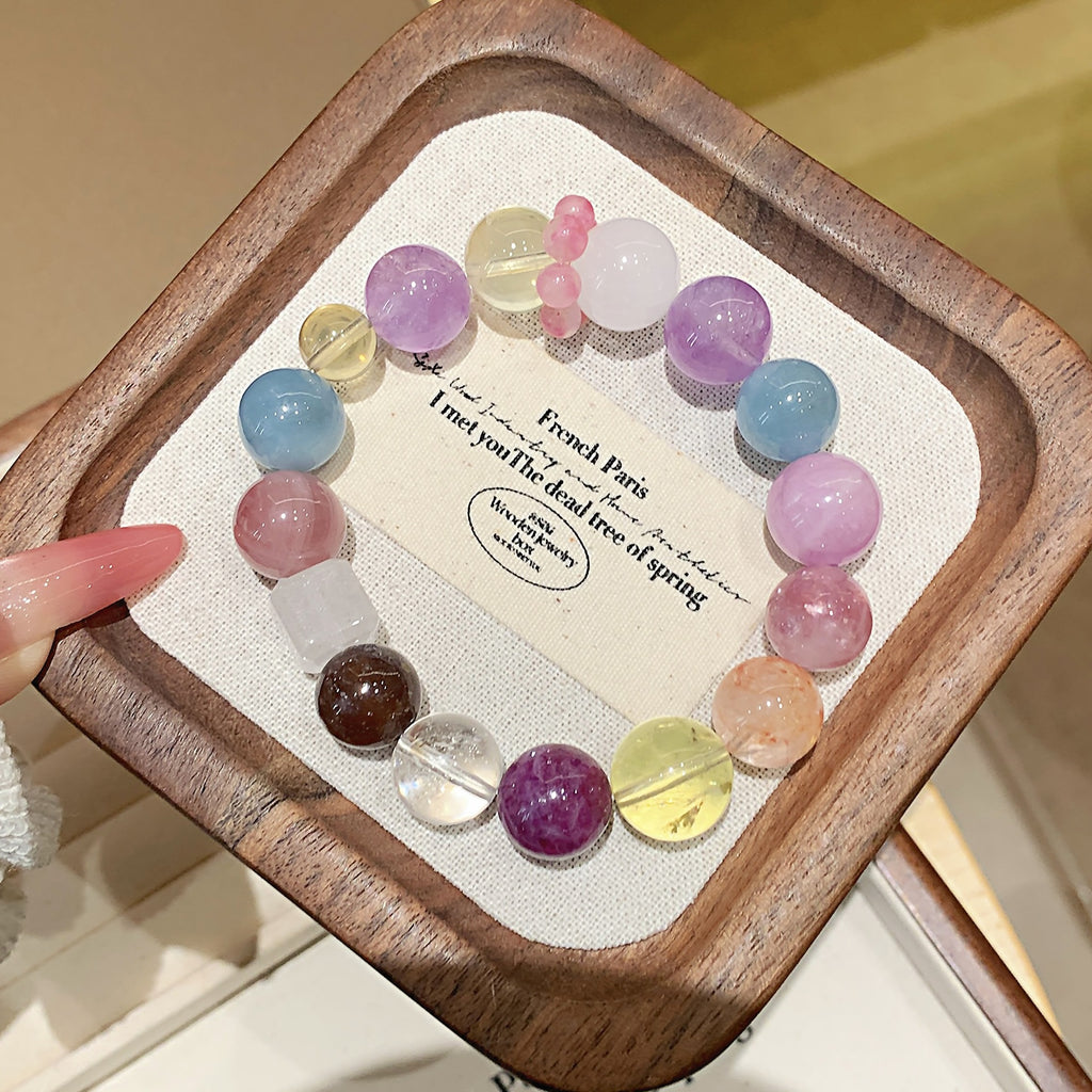 Colorful Candy Natural Multi-Gemstone Bracelet for Women Amethyst Bracelet Lucky Fortune Hand Jewelry Original Design Bracelet