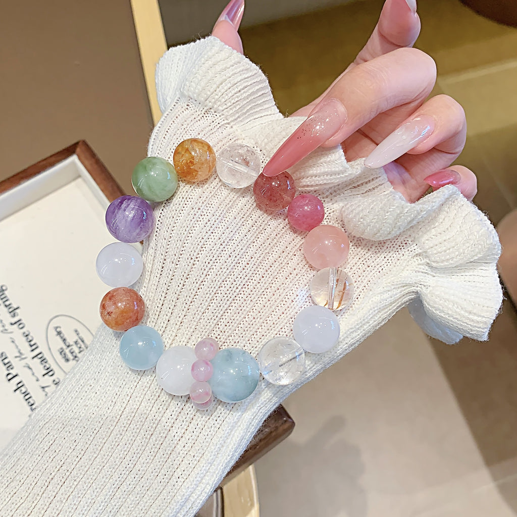 Colorful Candy Natural Multi-Gemstone Bracelet for Women Aquamarine Bracelet Wealth Attraction Lucky Charm Jewelry Original Design Bracelet