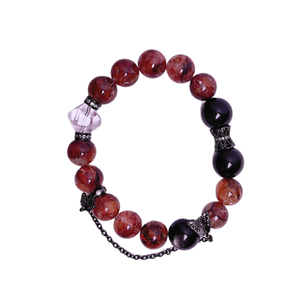 Natural Red Gum Flower Crystal Bracelet Vintage Tassel Niche Temperament diy Crystal Bracelet Natural Crystal Bracelet