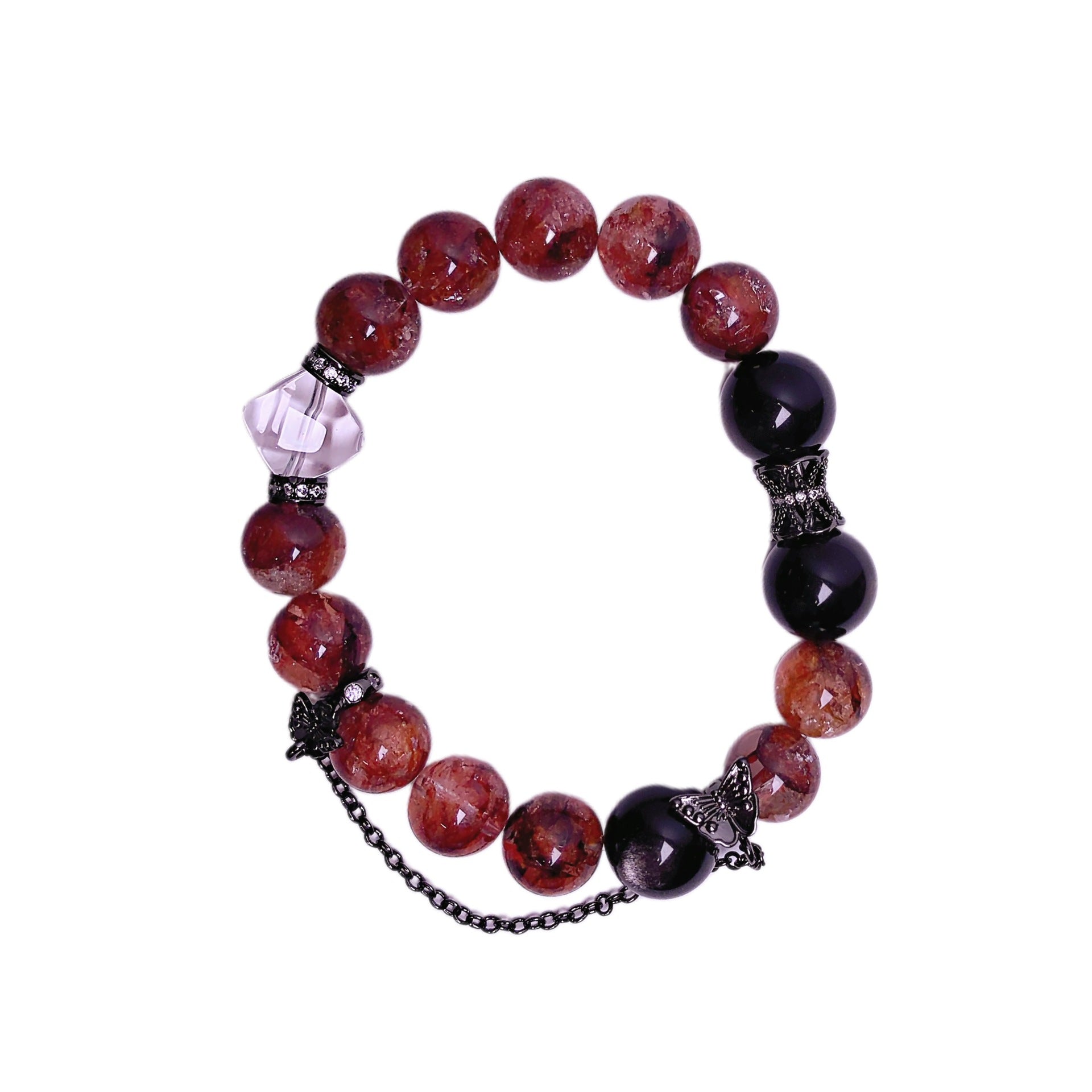 Natural Red Gum Flower Crystal Bracelet Vintage Tassel Niche Temperament diy Crystal Bracelet Natural Crystal Bracelet