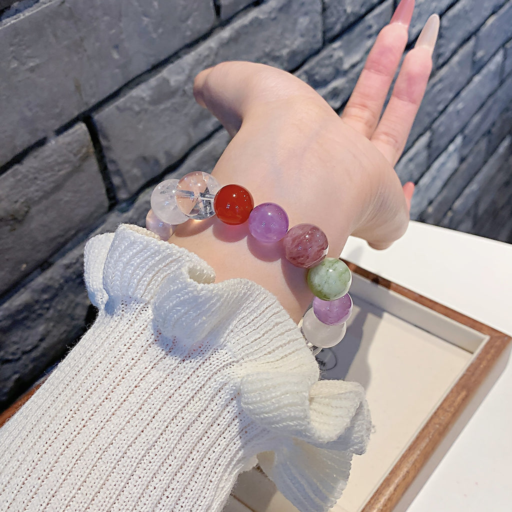 Natural New Milk White Crystal Purple Spodumene Bracelet Original design gift for best friend's birthday Crystal Bracelet