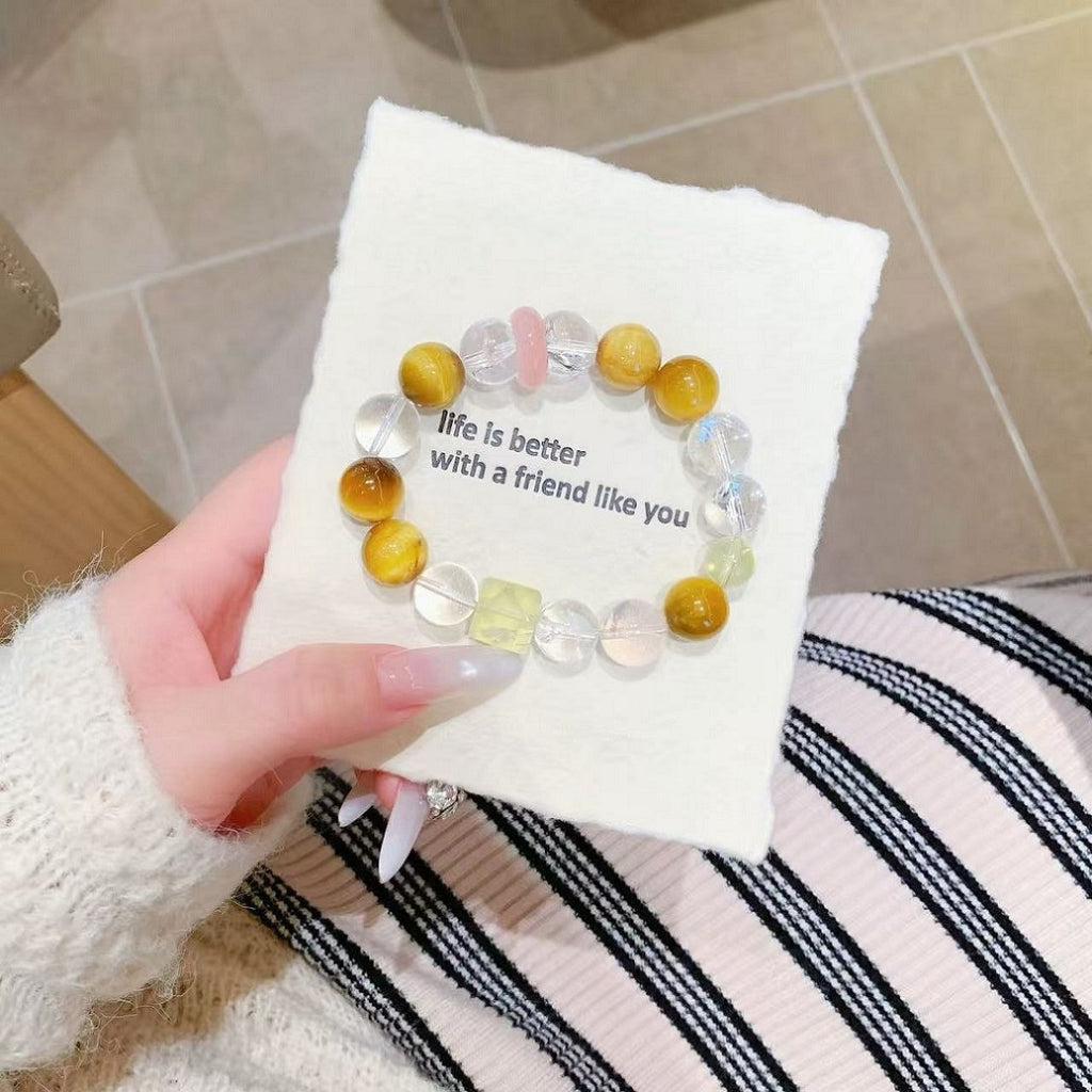 Fortune Tiger Eye Versatile Single Circle Hot-Selling Niche High-End Light Luxury Niche High-End Beaded Women's Bracelet