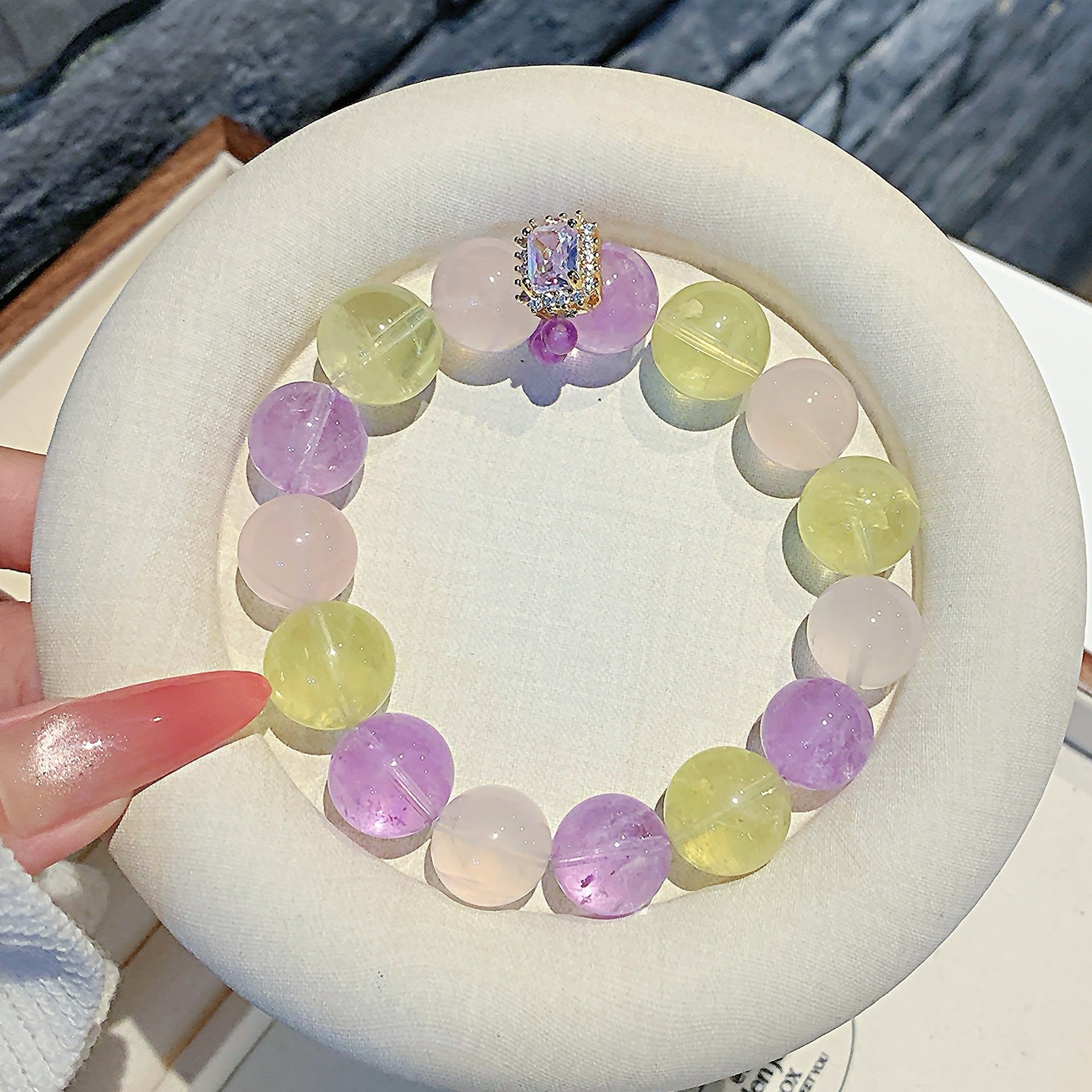 Natural Dopamine Rainbow Color Crystal Bracelet Night Market Stall Wholesale Bracelet diy Multi-Gemstone Crystal Bracelet