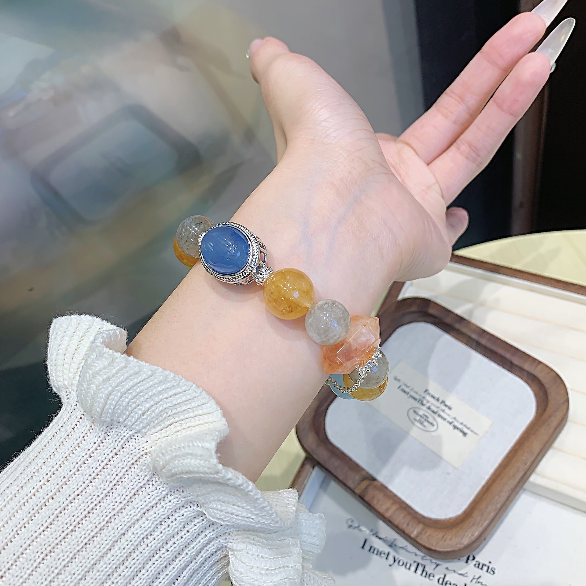 Autumn New Yellow Gum Flower Crystal Bracelet Seasonal Matching Jewelry Chain Hot-Selling Jewelry Chain Yellow Gum Flower Bracelet