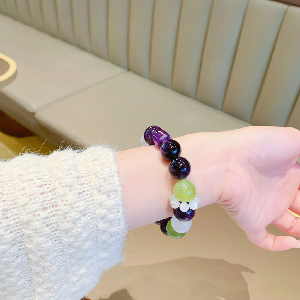Natural Multi-Gemstone Crystal Bracelet Amethyst Lemon White Phantom Original Design Bracelet Uruguay Amethyst