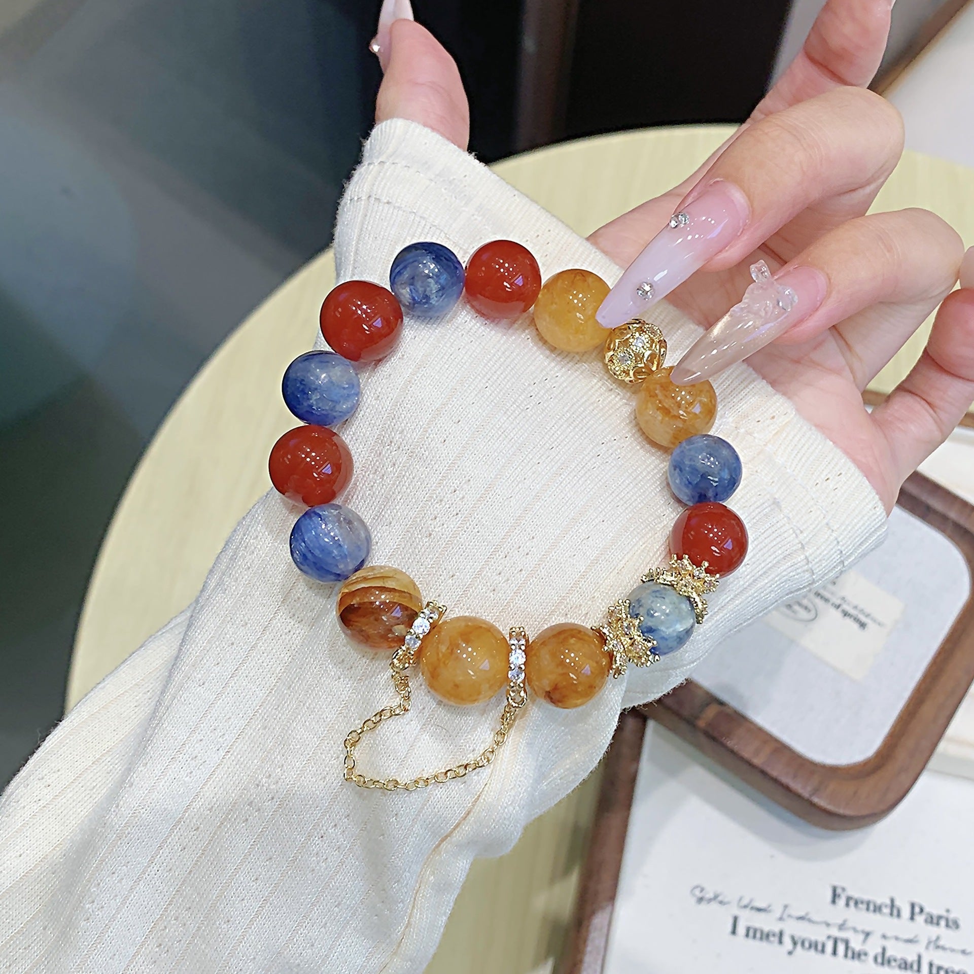 Natural Yellow Gum Flower Crystal Beads Semi-finished Handcraft Jewelry diy Accessories Wholesale Yellow Gum Flower Bracelet Original Design