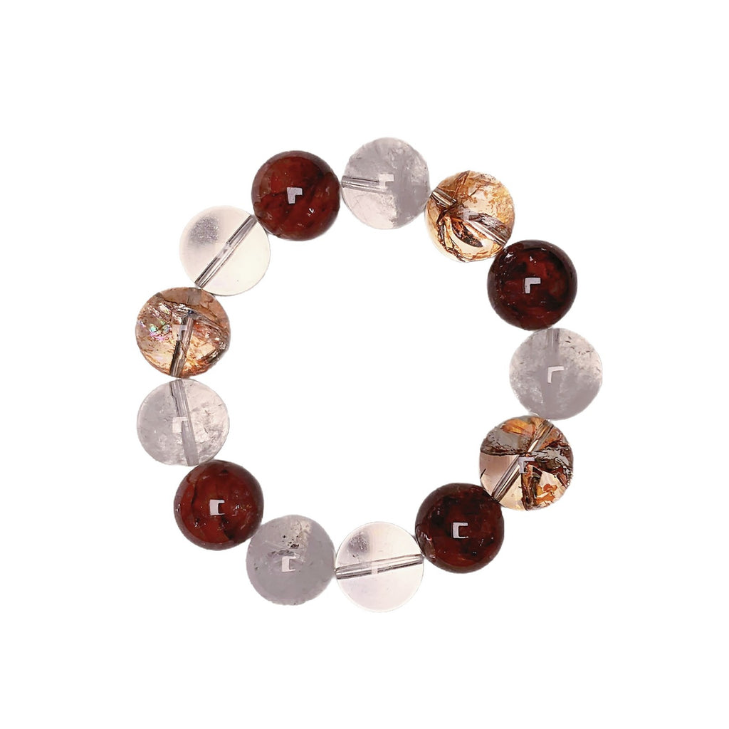 Natural Crystal Bracelet Red Gum Flower Matching White Ghost Bracelet Popular Jewelry Bracelet Red Gum Flower Crystal Bracelet
