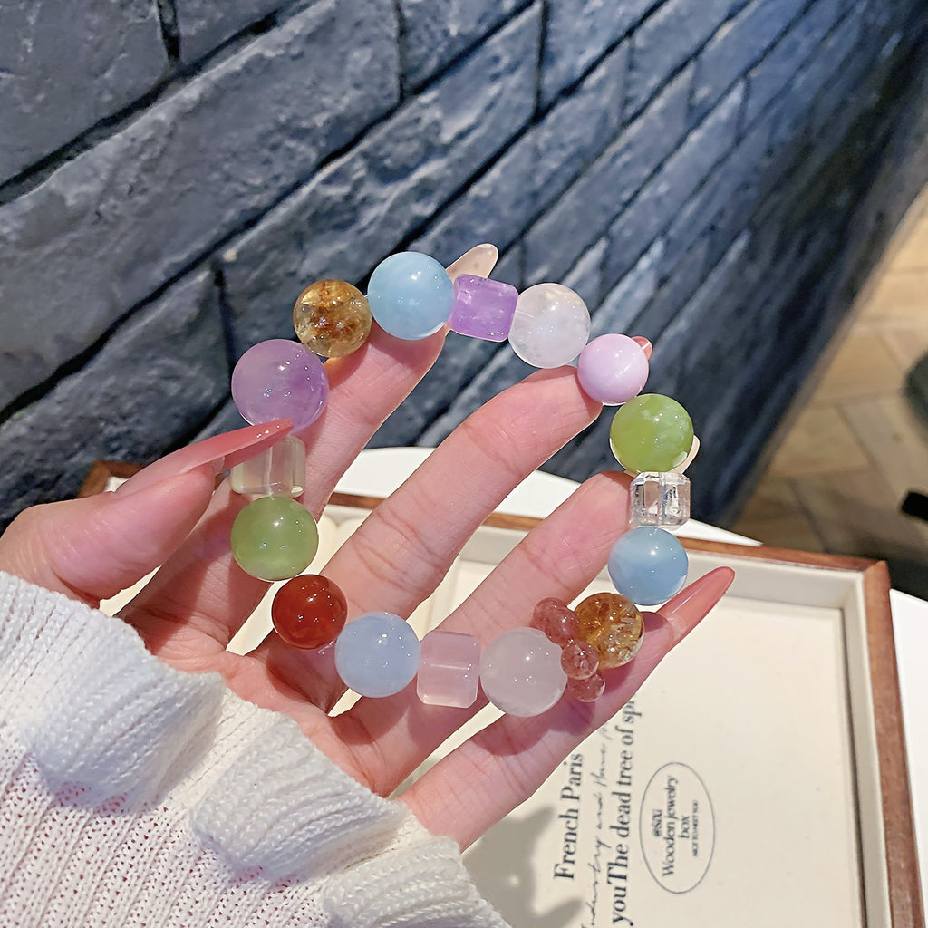 Original Natural Dopamine Crystal Multi-Gemstone Bracelet Light Luxury All-Matching2025New Hand Jewelry Night Market Bracelet Wholesale