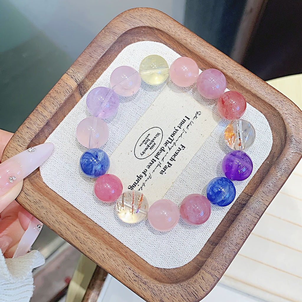 Rose Quartz Jewelry Bracelet diy Natural Crystal Bracelet Hot-Selling Jewelry Cross-Border Exclusive Jewelry Factory Crystal Chain