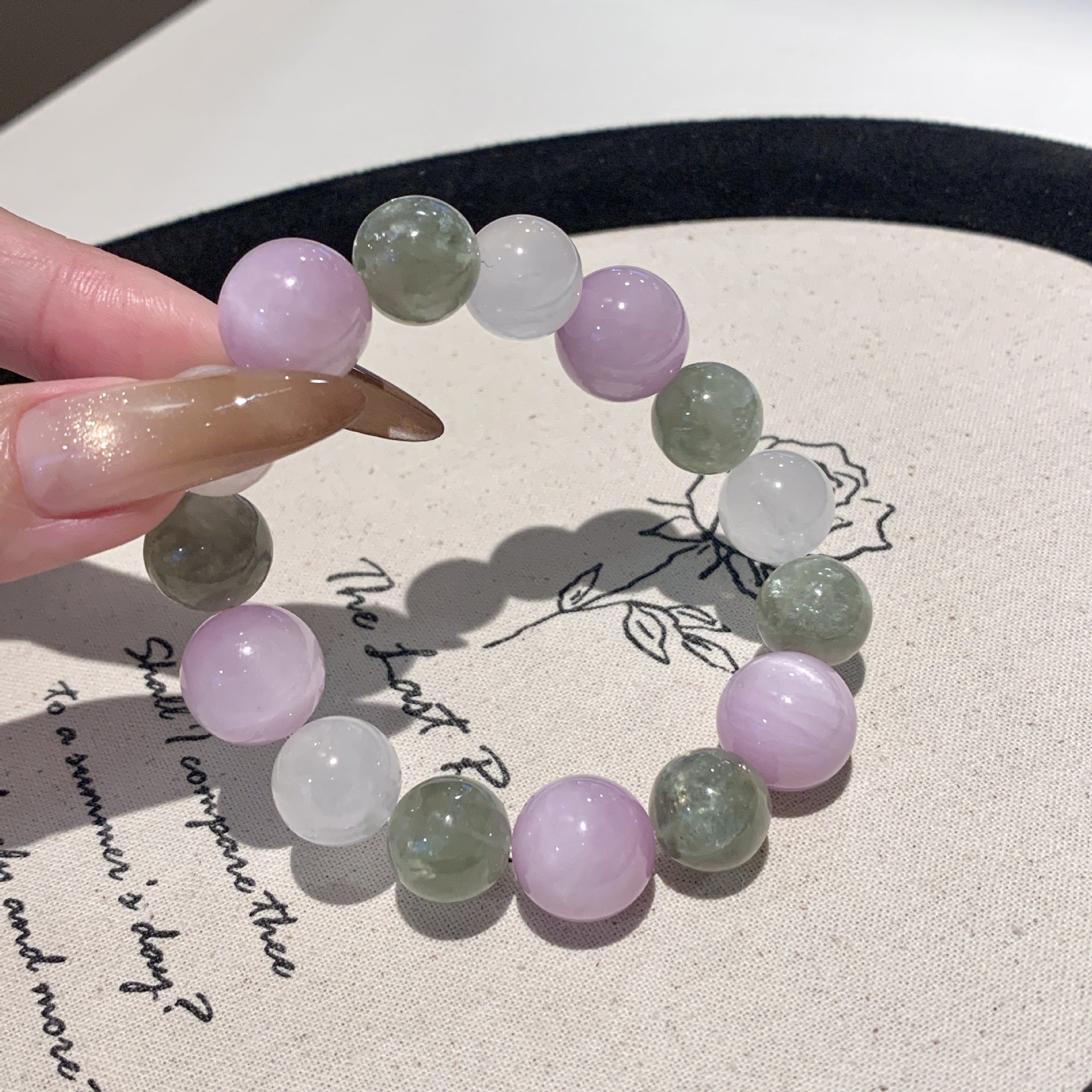 Natural Kunzite Versatile Bracelet Niche Design Crystal Bracelet Jewelry String Purple Spodumene Natural Crystal Bracelet