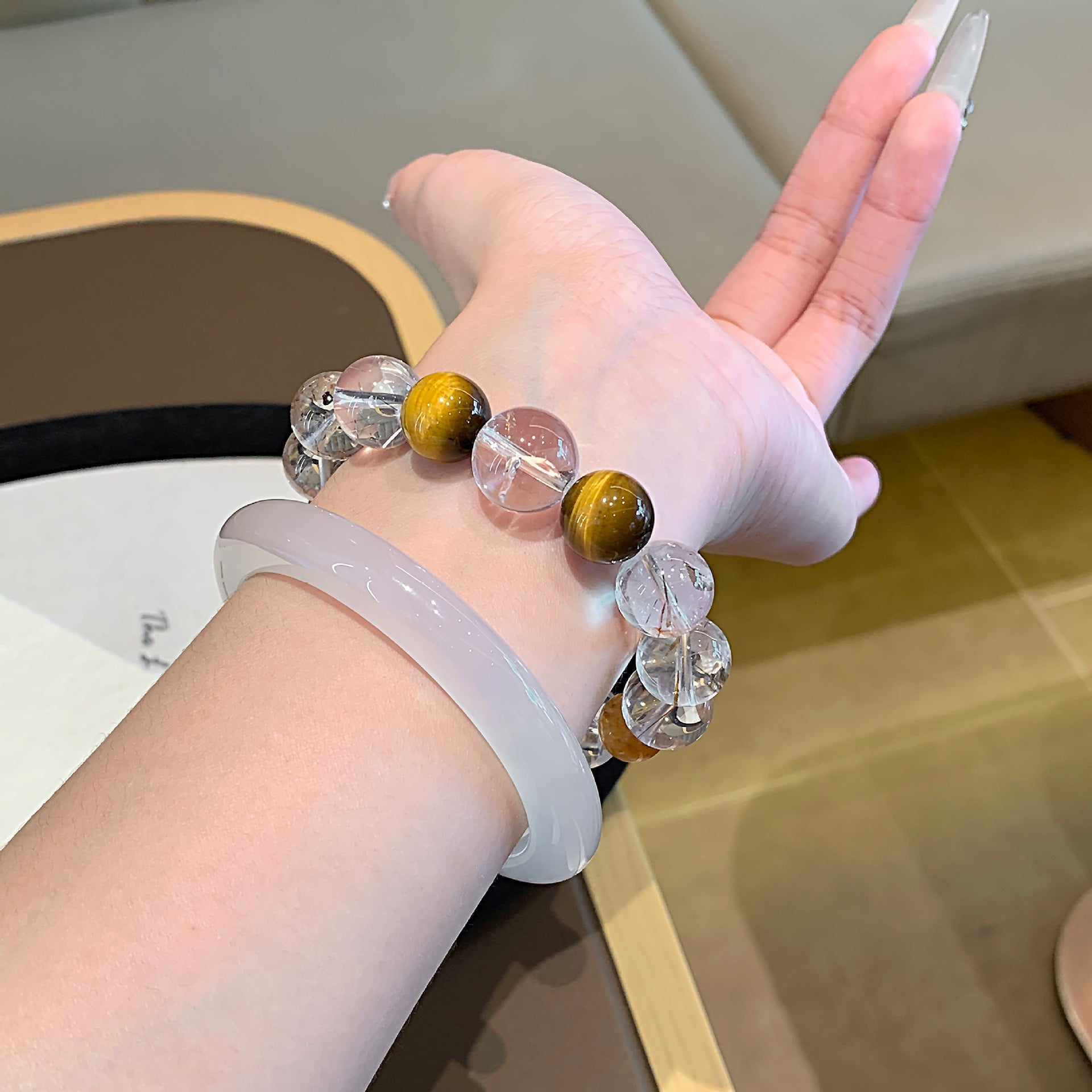 Natural Crystal Bracelet Autumn Original Design Bracelet Couple Style Gift for Girlfriend Black Gold Super Seven Crystal Bracelet