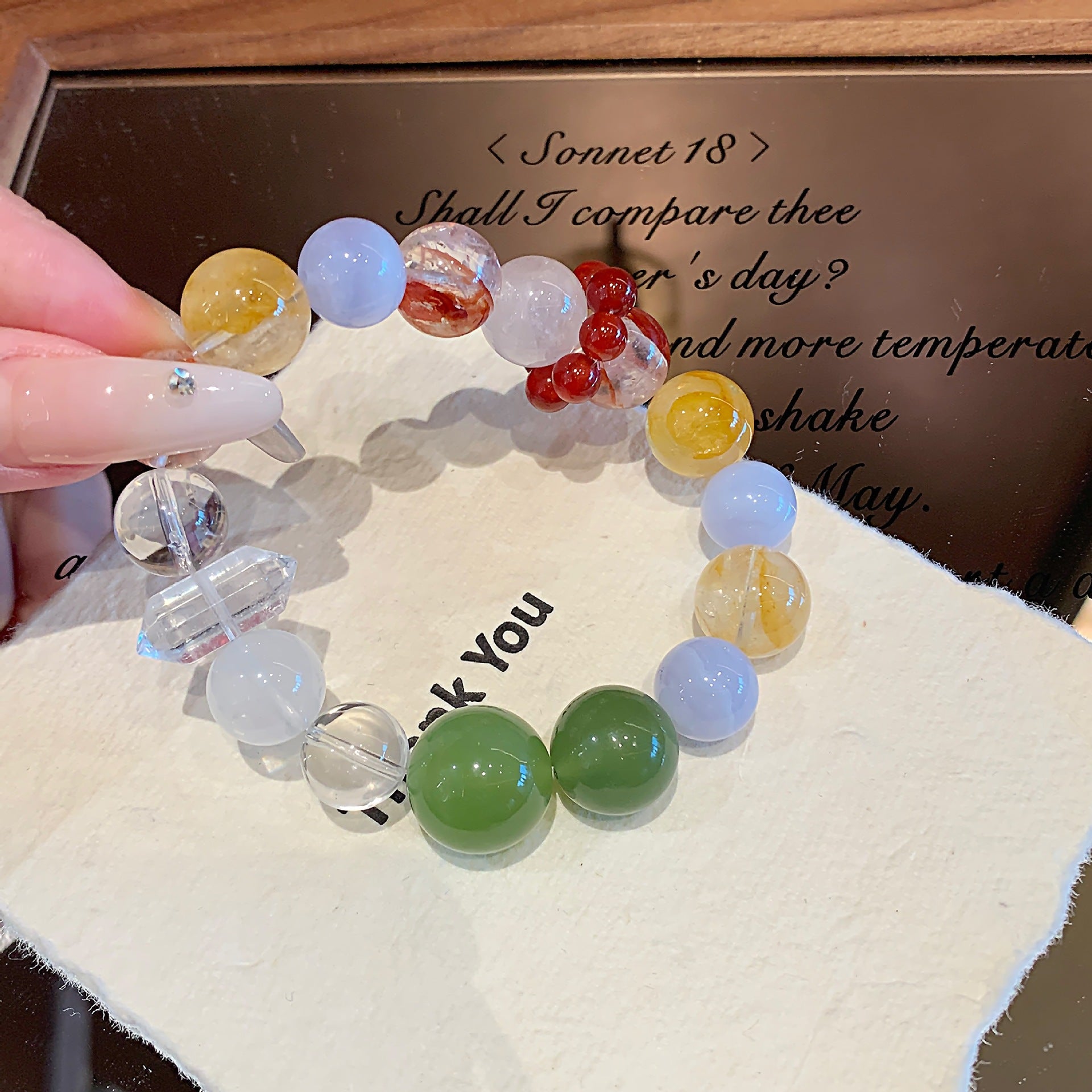 Natural Crystal Bracelet High-End Dopamine Color Series Fashionable Personality Multi-Gemstone Handmade Jewelry
