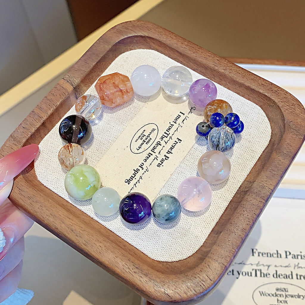 Monet Garden Series Multi-Gem Crystal String Dopamine Rainbow Color Bracelet Light Luxury Exquisite Macaron Color Bracelet