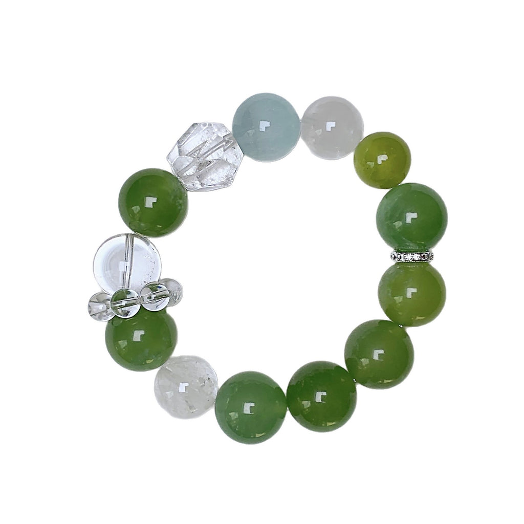 Natural Crystal Bracelet Green Grape Milk Cap Xiuyu Crystal White Phantom Large Particles Handmade Jewelry Wholesale for Live Streaming E-commerce