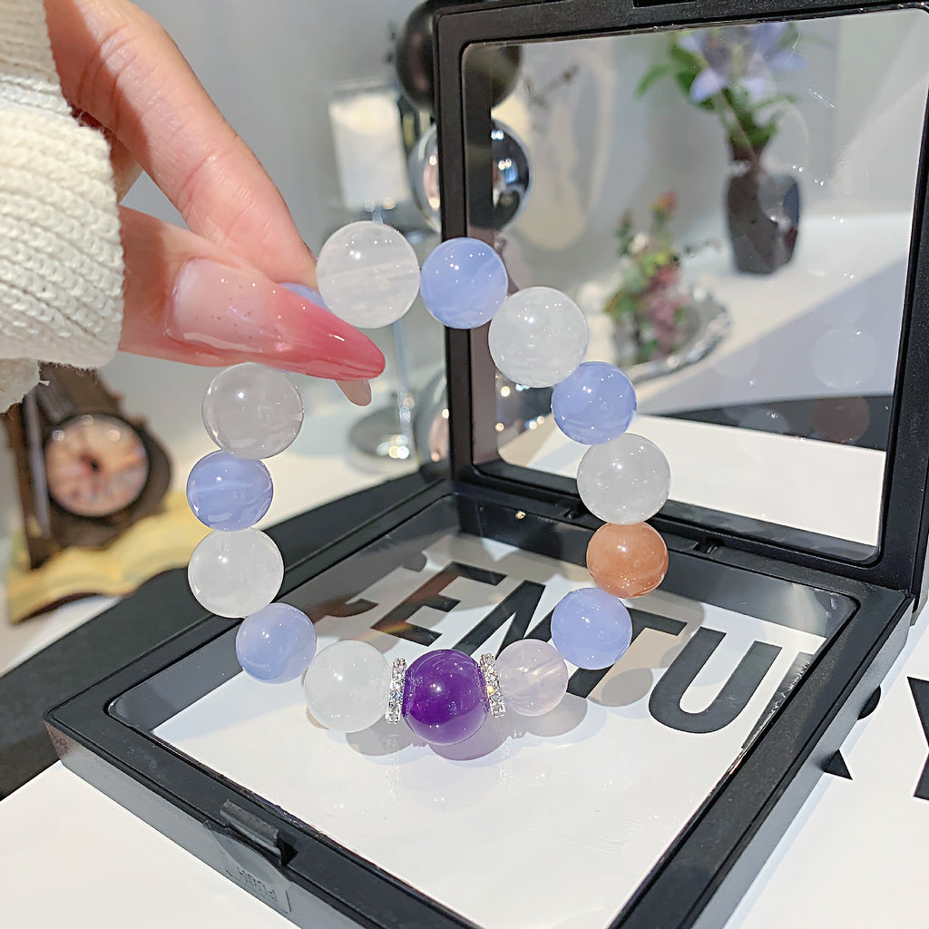 Natural Crystal Jewelry Strand Hot-selling Crystal Bracelet Wholesale Niche Light Luxury Bracelet diy Blue Veined Agate Bracelet