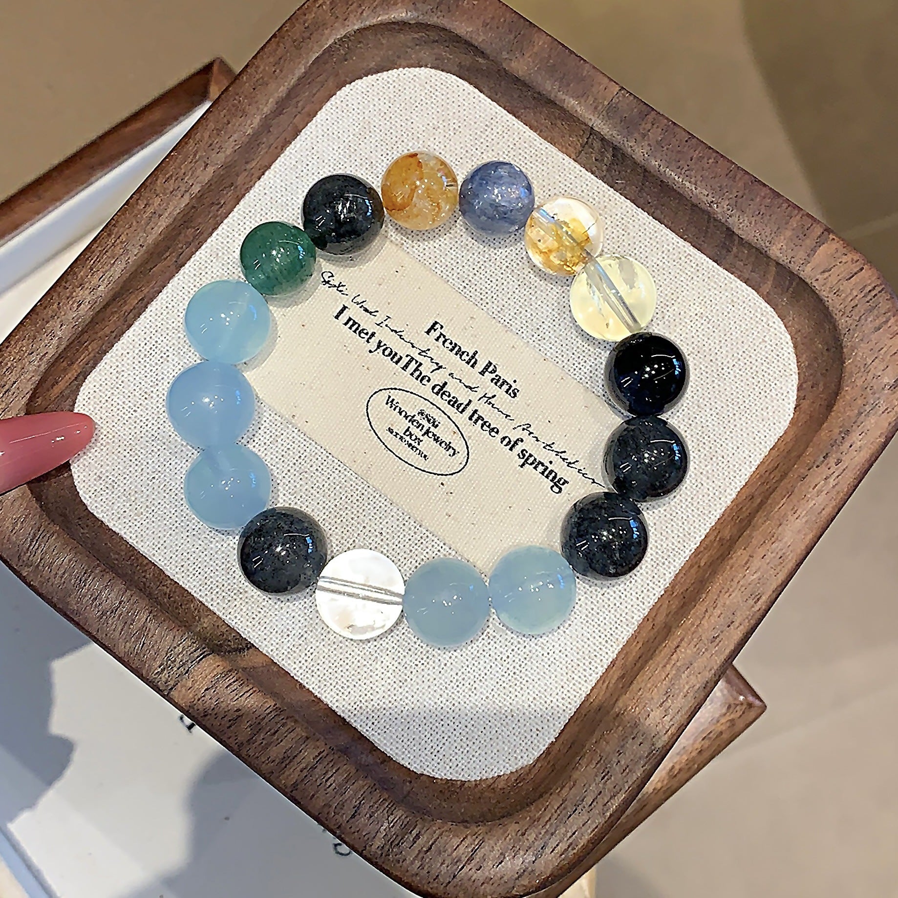 Natural Multi-Gemstone Crystal Bracelet Original Design Aquamarine Bracelet diy Luxurious and High-End Feel Bracelet Crystal Chain