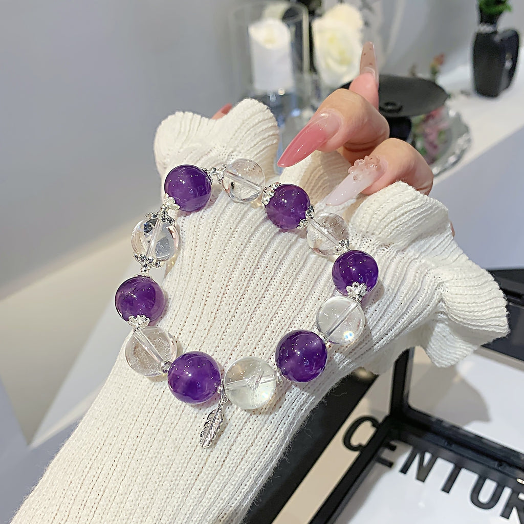 Natural lavender amethyst bracelet Best Friend's Popular Jewelry Gift Girls niche high-end crystal bracelets