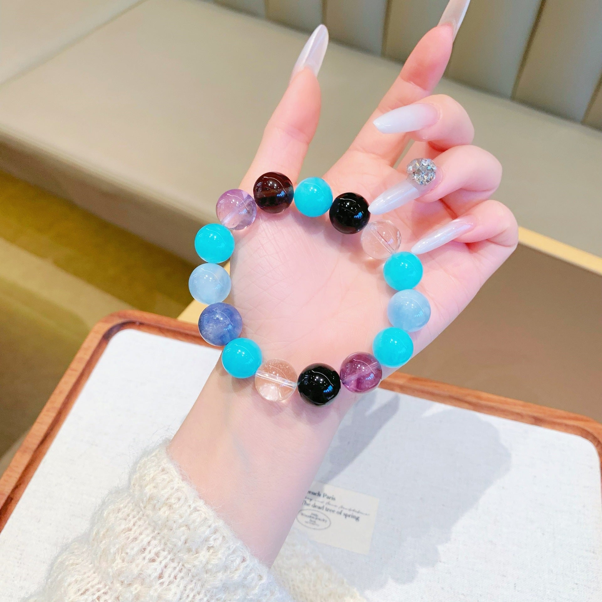 Liu Yifei Same Style High-Quality Crystal Beads Duobao Natural Crystal Beads Selected Bracelet Amazonite Crystal Bracelet