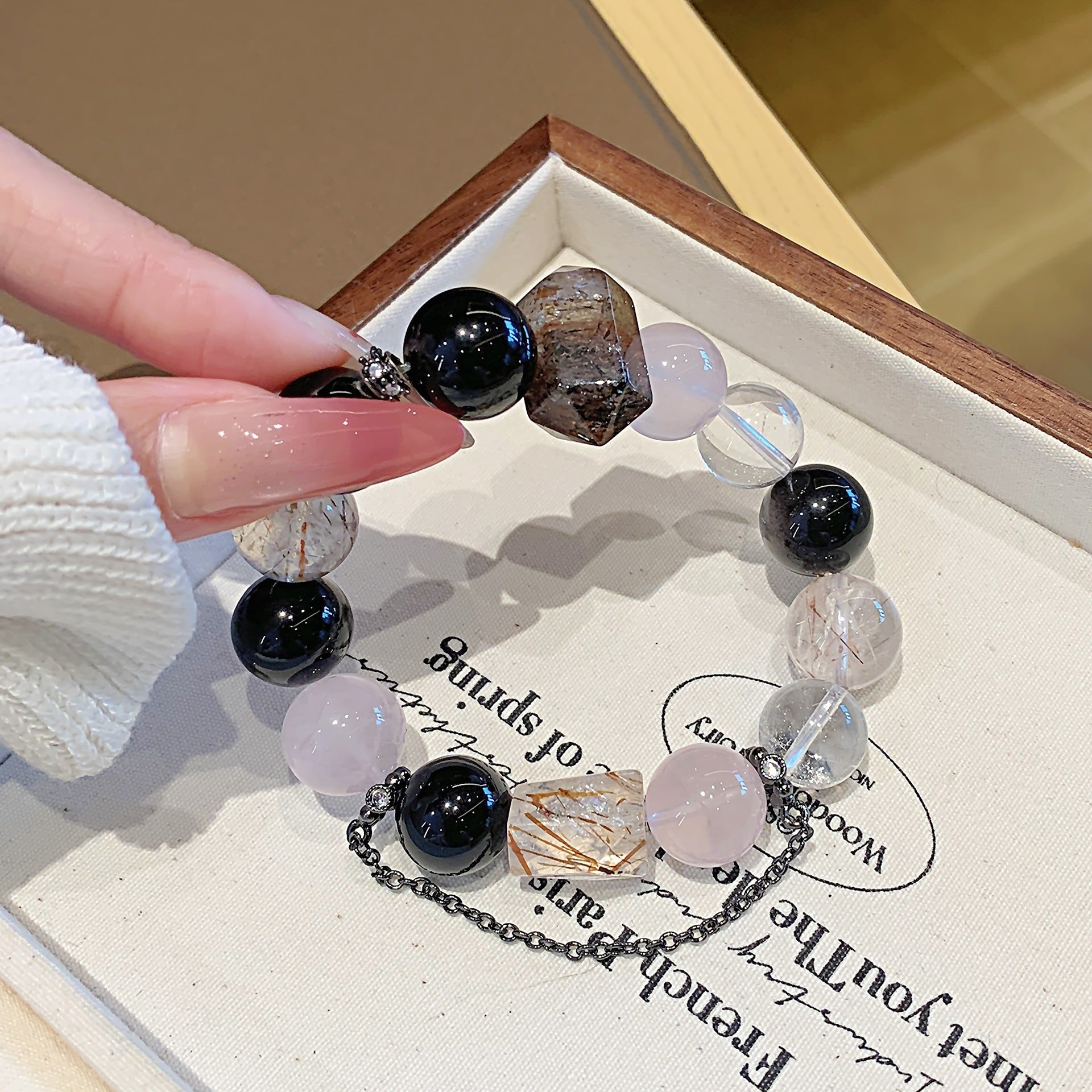 Natural Rose Quartz Jewelry Bracelet Original Design High-end Light Luxury Bracelet diy Natural Multi-Gemstone Crystal Bracelet