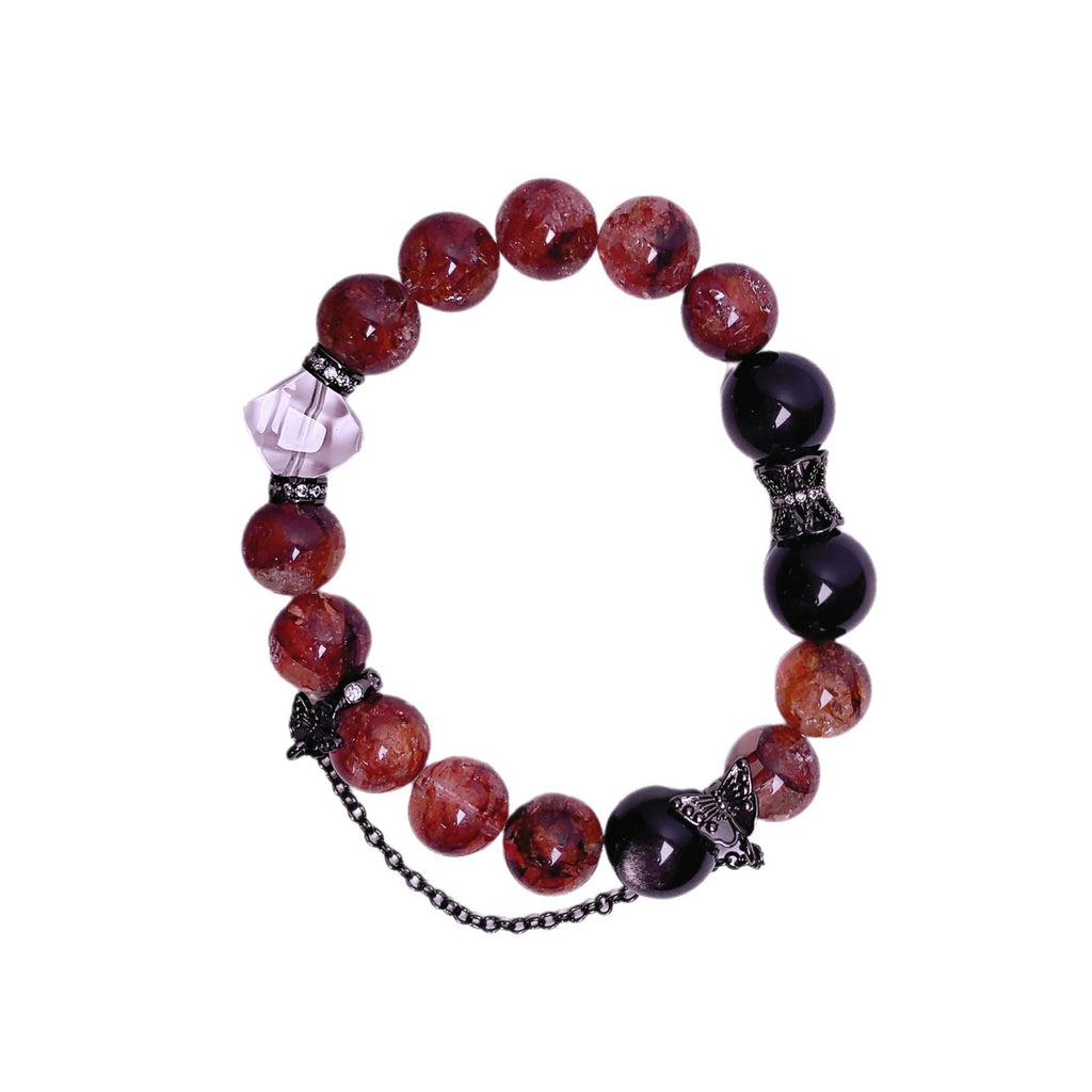 Natural Red Gum Flower Crystal Bracelet Vintage Tassel Niche Temperament diy Crystal Bracelet Natural Crystal Bracelet