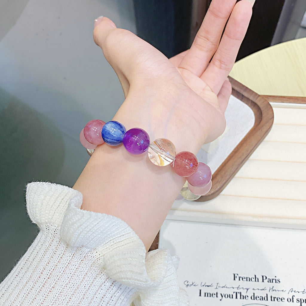 Rose Quartz Jewelry Bracelet diy Natural Crystal Bracelet Hot-Selling Jewelry Cross-Border Exclusive Jewelry Factory Crystal Chain