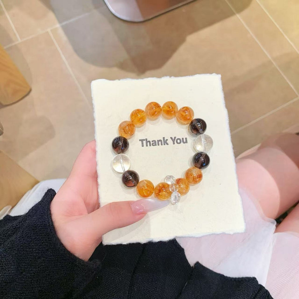 Natural Yellow Tower Crystal Bracelet Yellow Asai Crystal Tower Crystal White Crystal Yellow Tiger Eye Golden Rutilated Quartz Career Crystal Trendy Energy