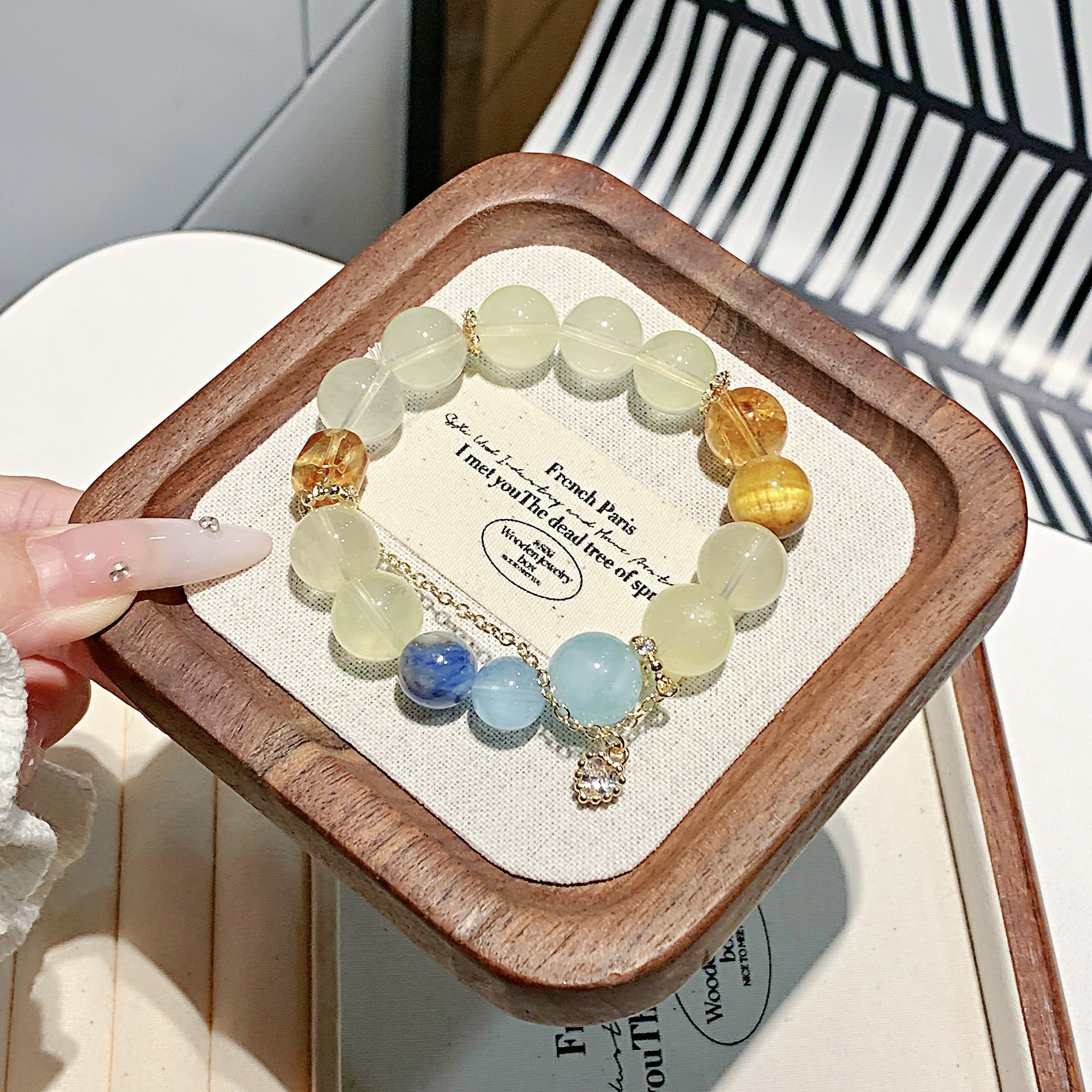 Natural Multi-Gem Series Aquamarine Crystal Bracelet Women's Fashionable High-End Crystal Bracelet Wholesale Bracelet Factory