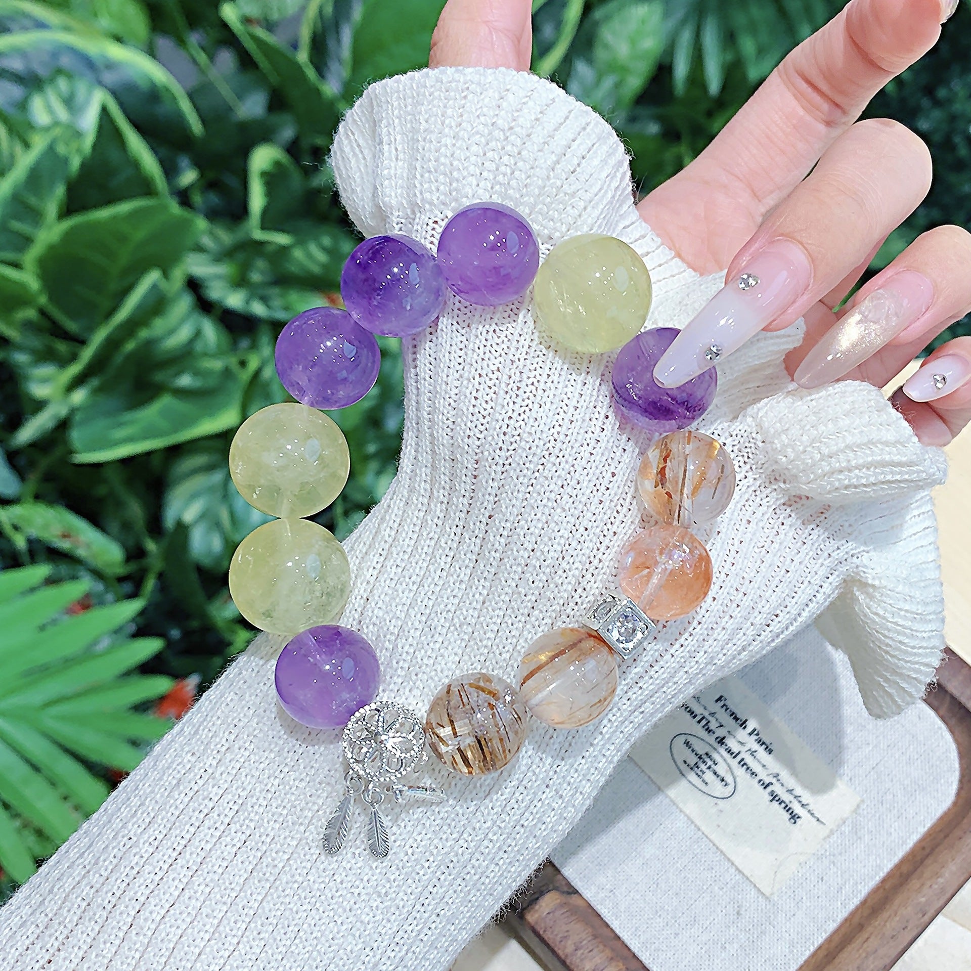 Natural Crystal Jewelry Bracelet Amethyst Lemon Crystal Bracelet Factory Wholesale Luxurious and High-End Feel Bracelet