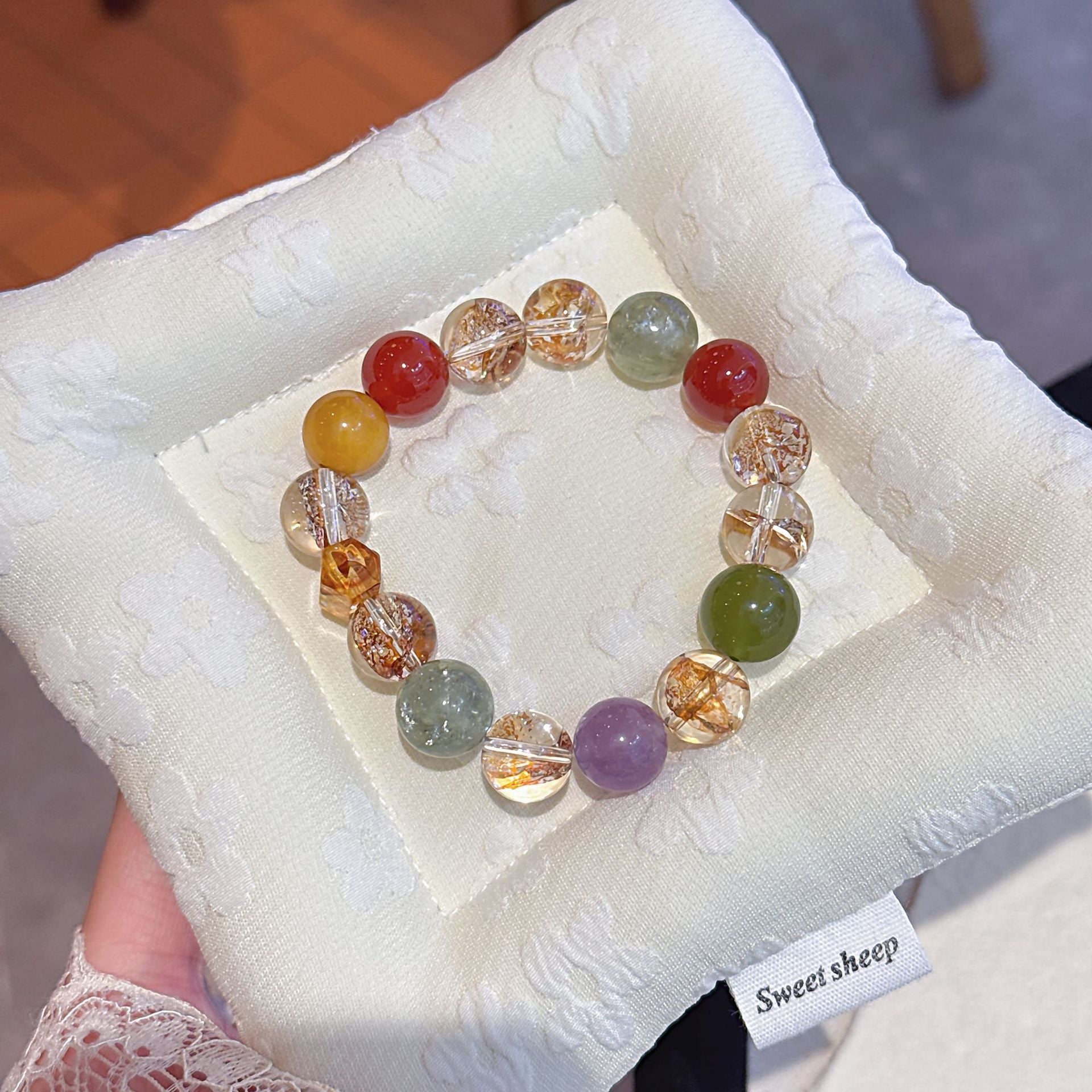 Natural Crystal Multi-Gem Bracelet Original Design Gold Foil Explosion Fashion Bracelet Wholesale Natural Crystal Bracelet