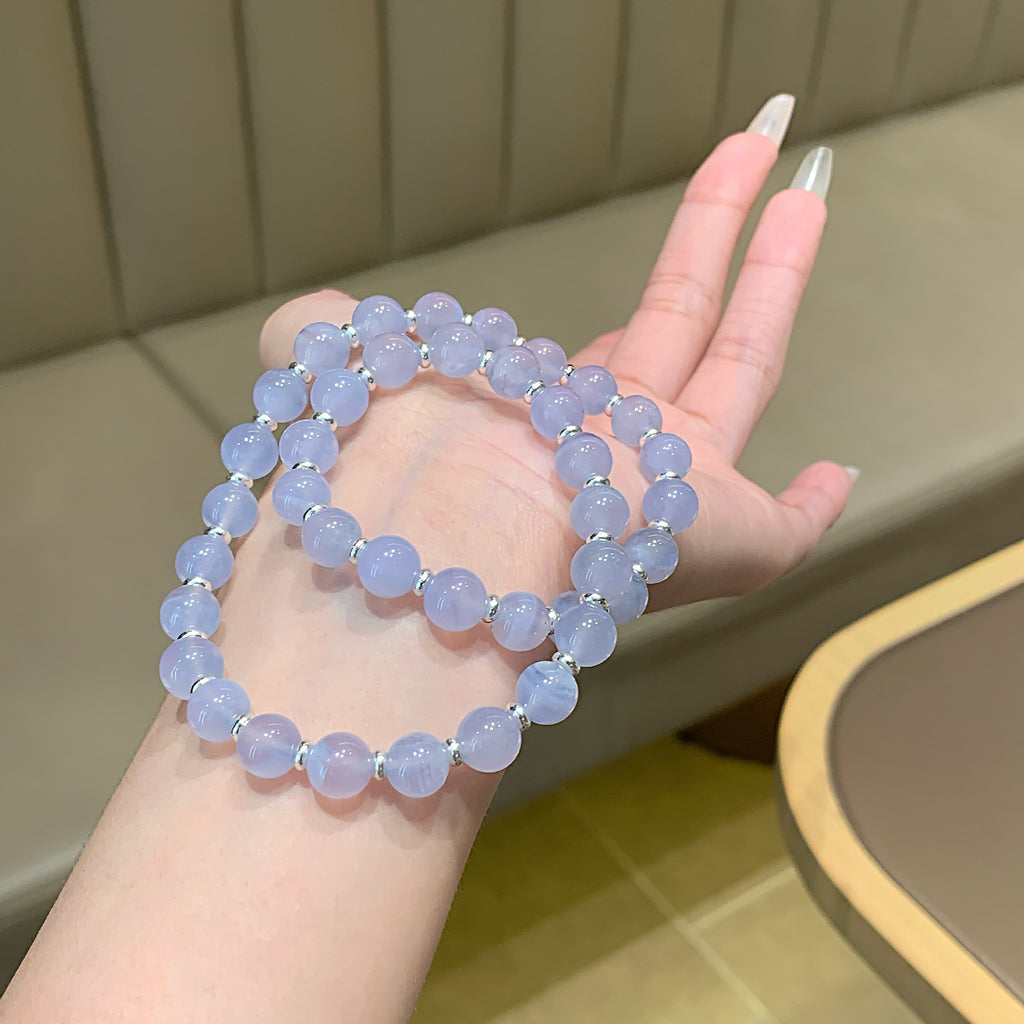 Natural Crystal Bracelet Jewelry Bracelet Niche High-Grade Blue Bracelet Wholesale Blue Agate Crystal Bracelet