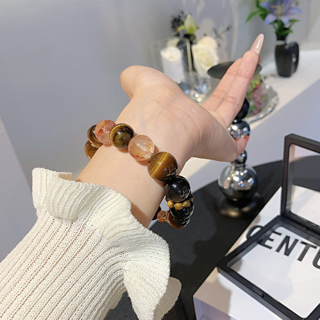 Natural Yellow Tiger Eye Bracelet Women's Light Luxury Niche Design Crystal Bracelet Gift for Best Friend Crystal Chain
