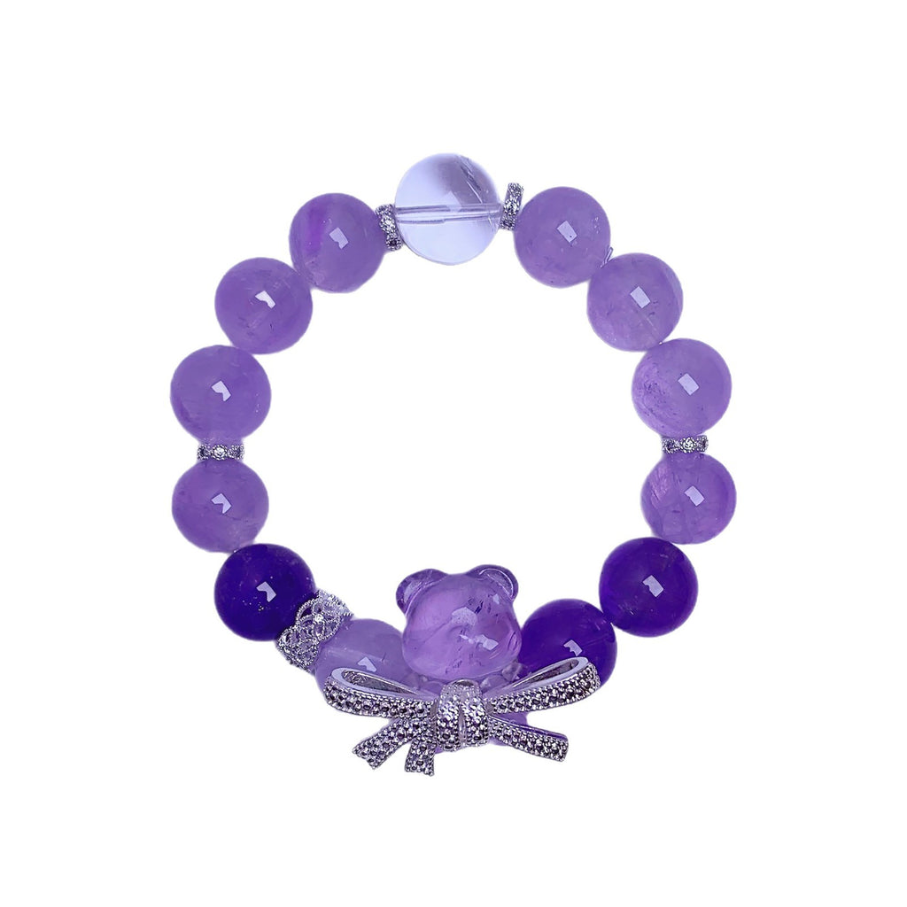 Natural lavender amethyst white crystal bracelet Girls micro-embellished bowknot beaded bracelet with a high-end feel Bracelet