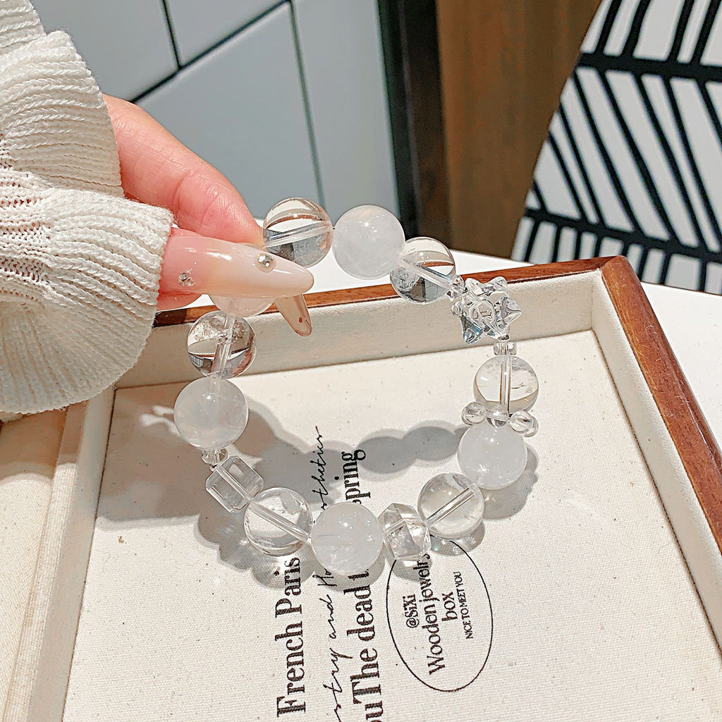 Natural White Crystal Bracelet White Crystal Lucky Bracelet Unique Design Gift Jewelry Crystal Bracelet