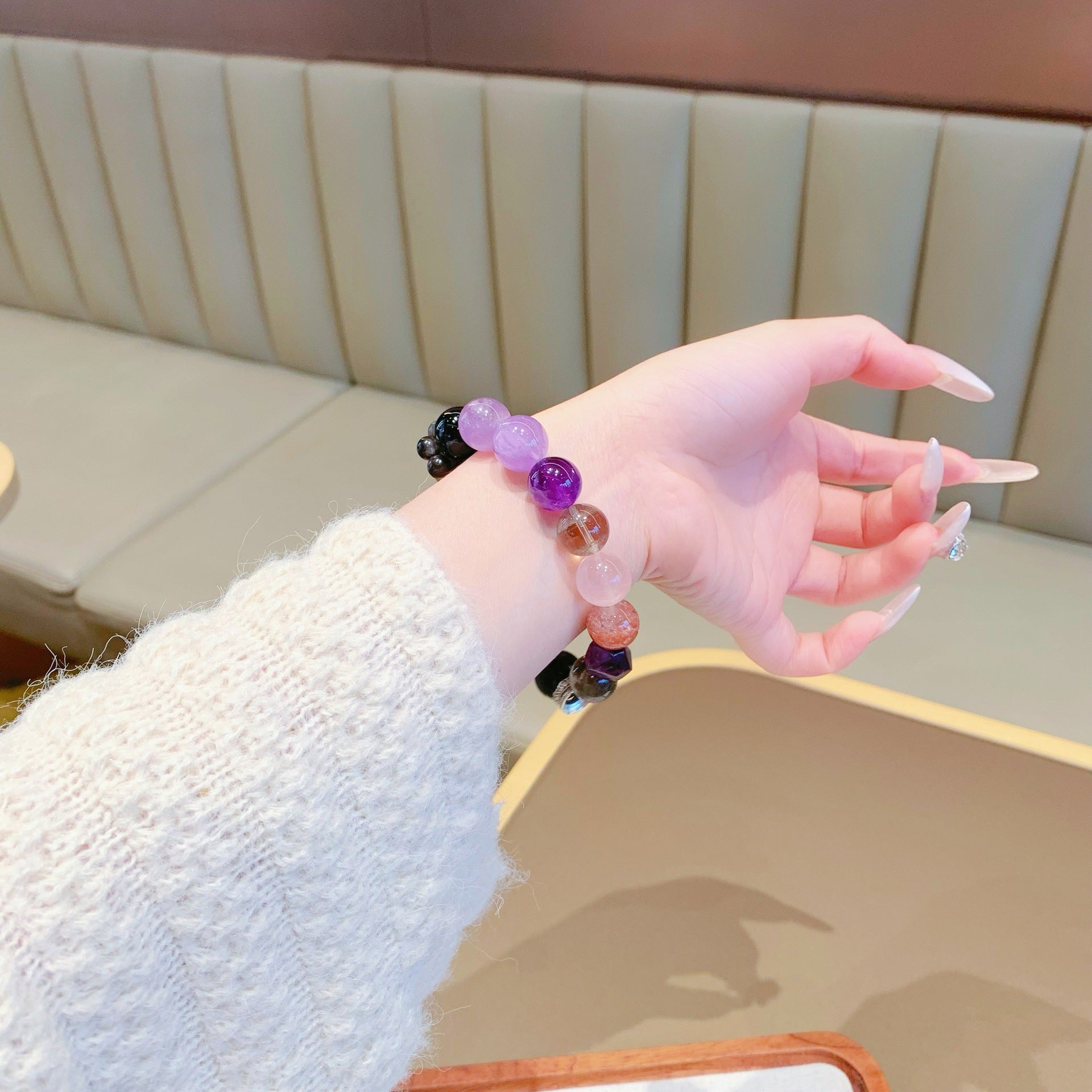 Purple Qi Dong Lai Natural Crystal Bracelet New diy Nine Purple Fire Single Circle Crystal Amethyst Crystal Bracelet