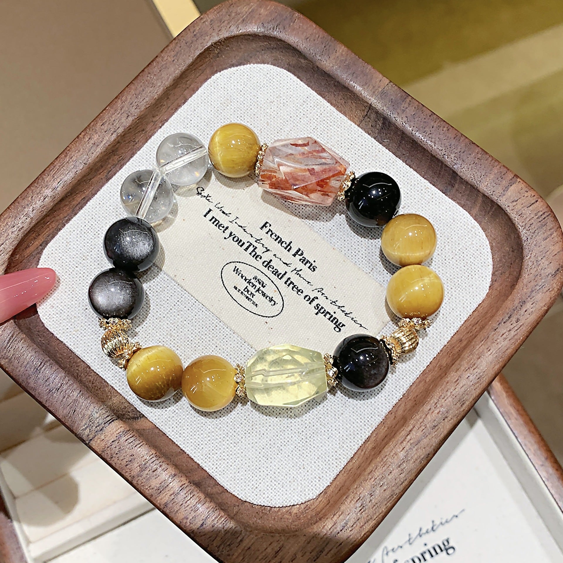 Gold Tiger Eye Crystal Bracelet Natural Crystal Bracelet Cross-border Hot-Selling Hand Jewelry diy Natural Crystal Bracelet