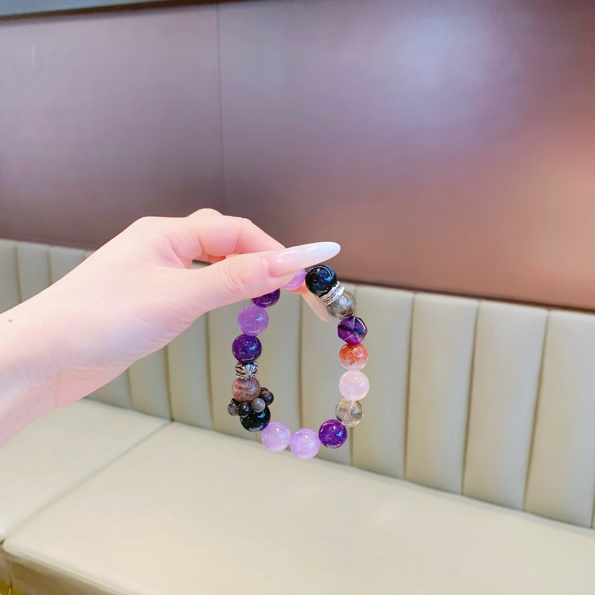 Purple Qi Dong Lai Natural Crystal Bracelet New diy Nine Purple Fire Single Circle Crystal Amethyst Crystal Bracelet