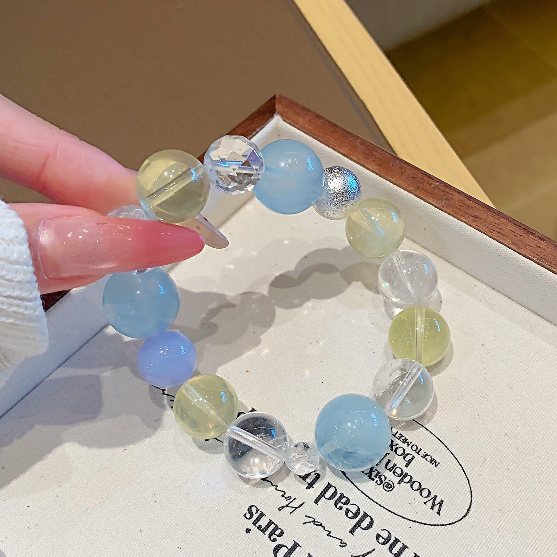 Natural Aquamarine Crystal Bracelet Christmas New Year Gift Hand Jewelry Multi-Gemstone Bracelet diy Crystal Bracelet